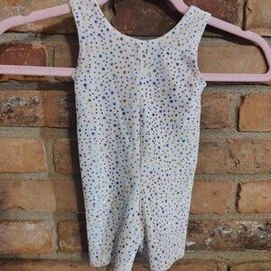 Toddler Girls White Velvet Rainbow Foil Dots Dance/Gymnastics Biketard